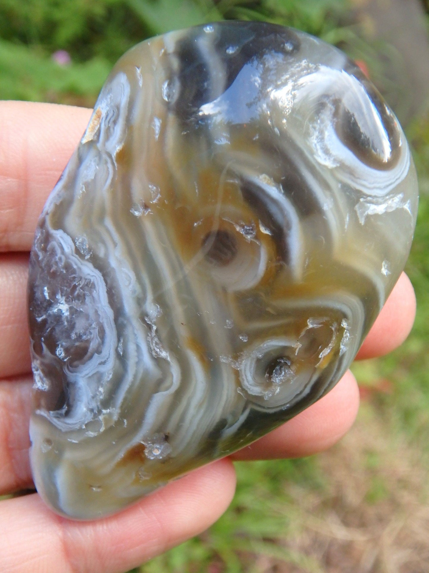 Ancient Water Included Agate Enhydro Polished Specimen From Brazil