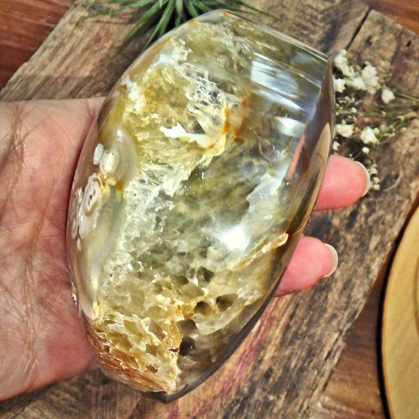 Incredible Chunky Large Sparkling Galaxy Agate Geode Crescent Moon Display Carving