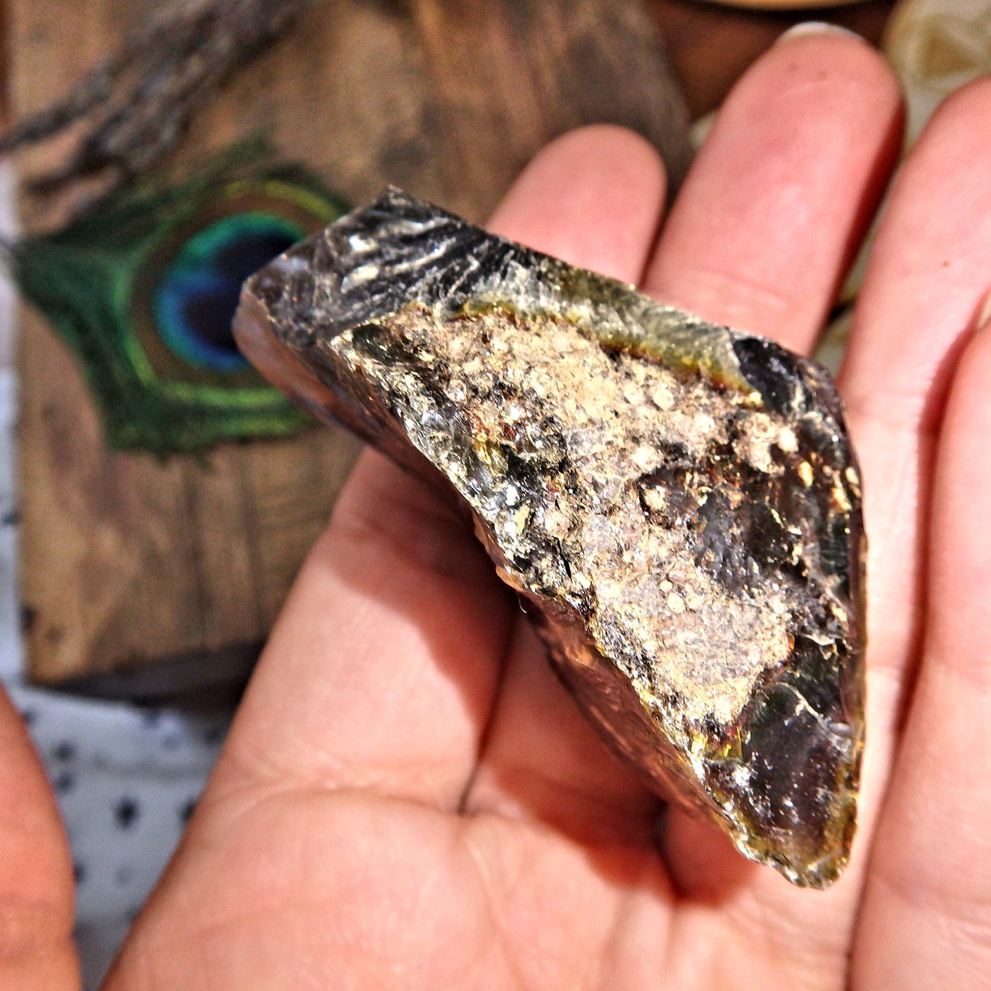 Sumatra Rare Blue & Cognac Raw Amber Chunk From Indonesia 3 - Earth Family Crystals