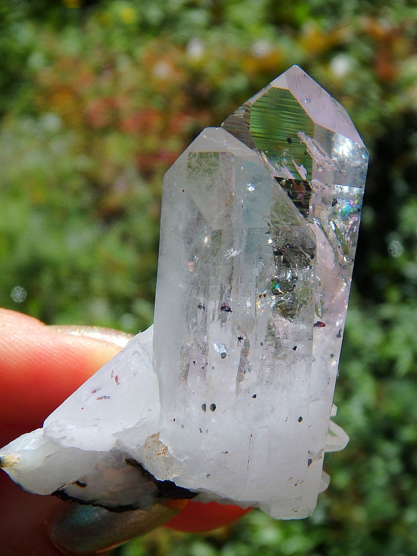 Moving Ancient Water Bubble~Light Lavender Purple Brandberg Amethyst Twin Point Cluster From Namibia - Earth Family Crystals