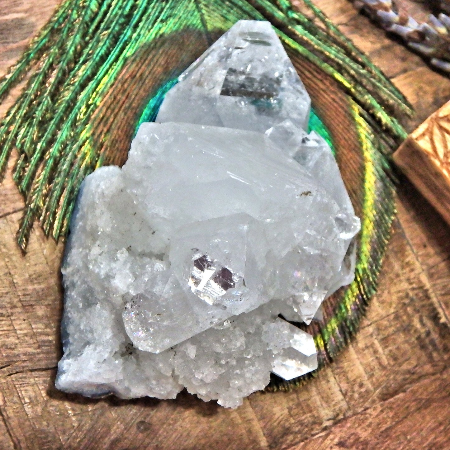 Gorgeous Shine Clear Apophyllite Multi Point Cluster - Earth Family Crystals