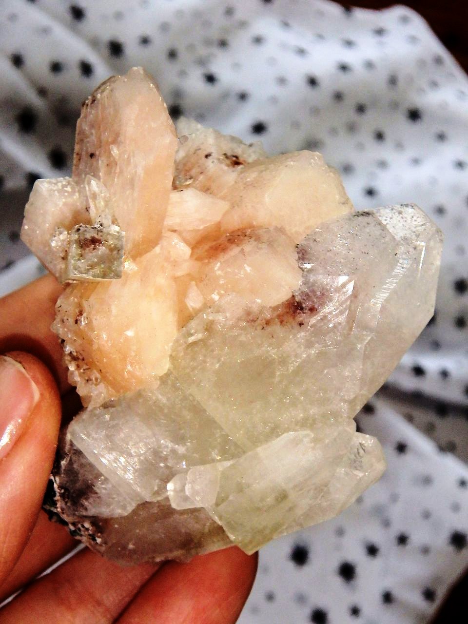 Precious Pretty Pink Stilbite & Apophyllite Cluster from India 1 - Earth Family Crystals