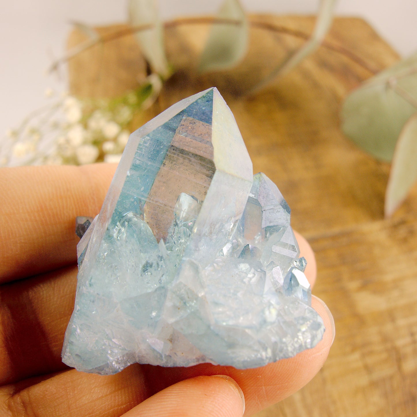 Gorgeous Rainbows Aqua Aura Quartz Cluster From Arkansas #3 - Earth Family Crystals