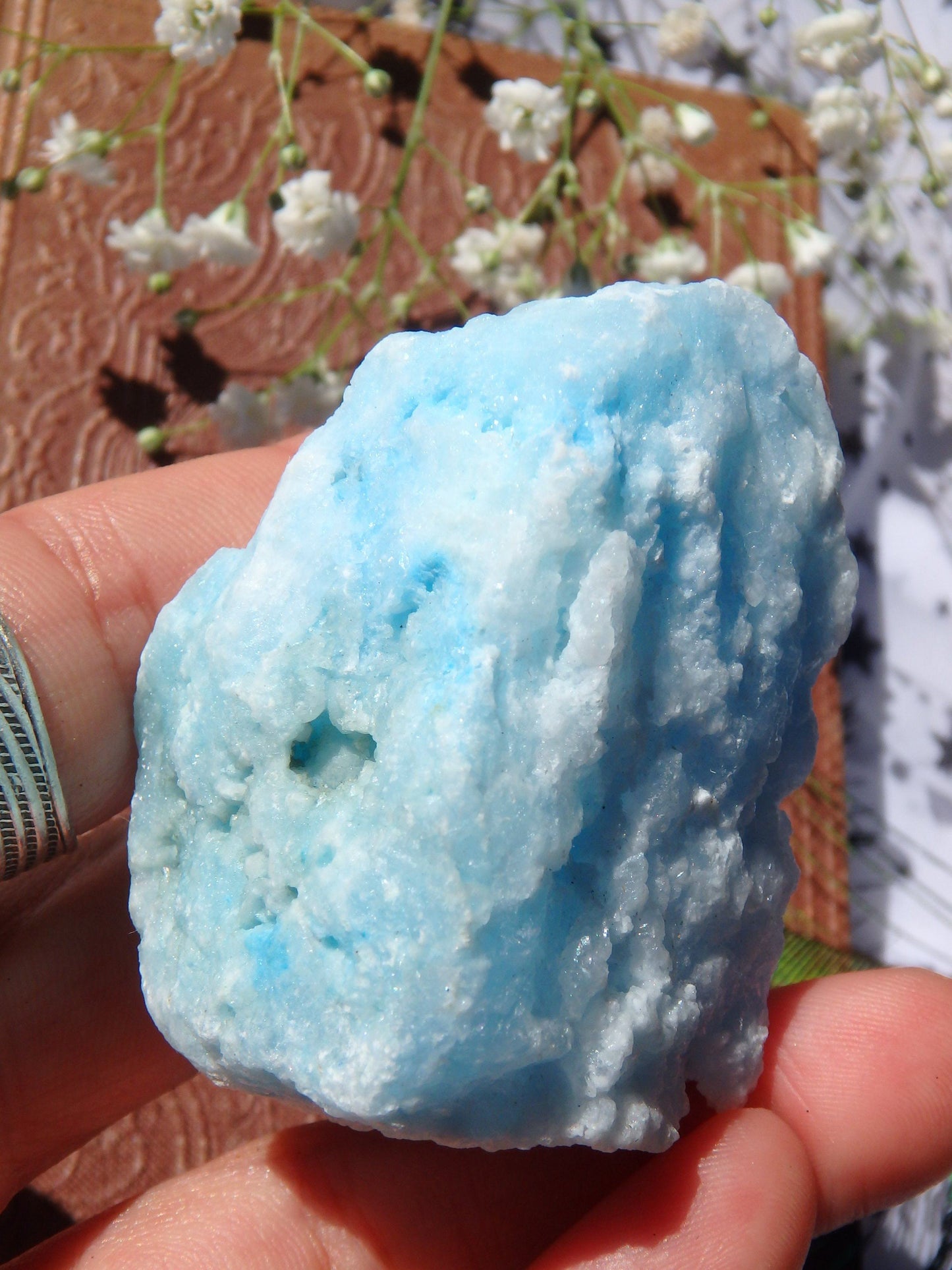 Blue Cotton Candy Aragonite Natural Chunk Specimen 2