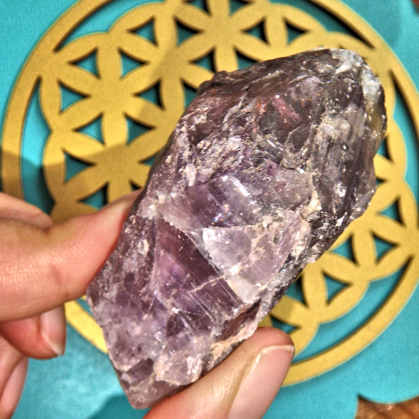 Green Inclusions & Rainbows Elestial Tip Auralite-23 Point From Ontario, Canada - Earth Family Crystals