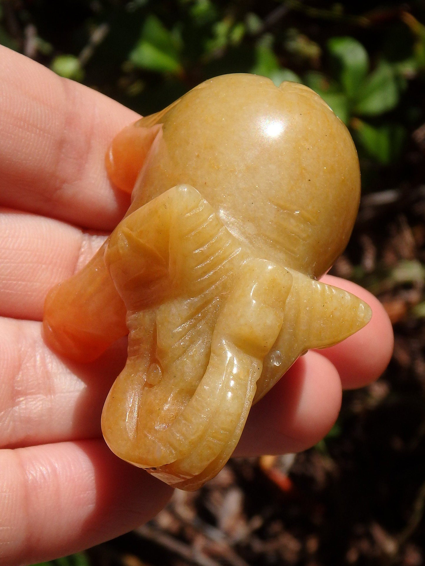 Adorable Orange Aventurine Elephant Carving