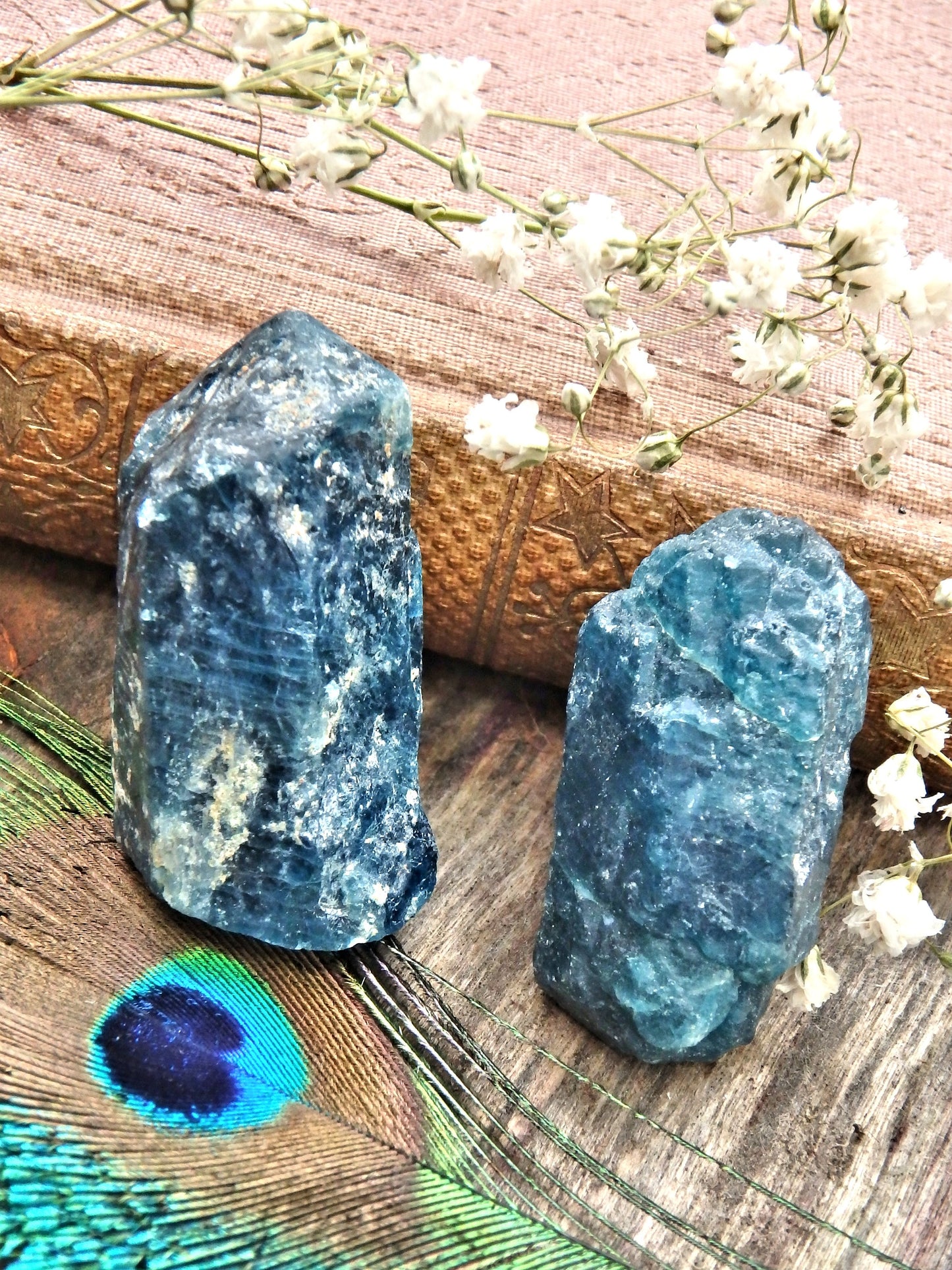 Set of 2 Lovely Deep Blue Apatite Natural Points From Brazil1 - Metiz Tier Price