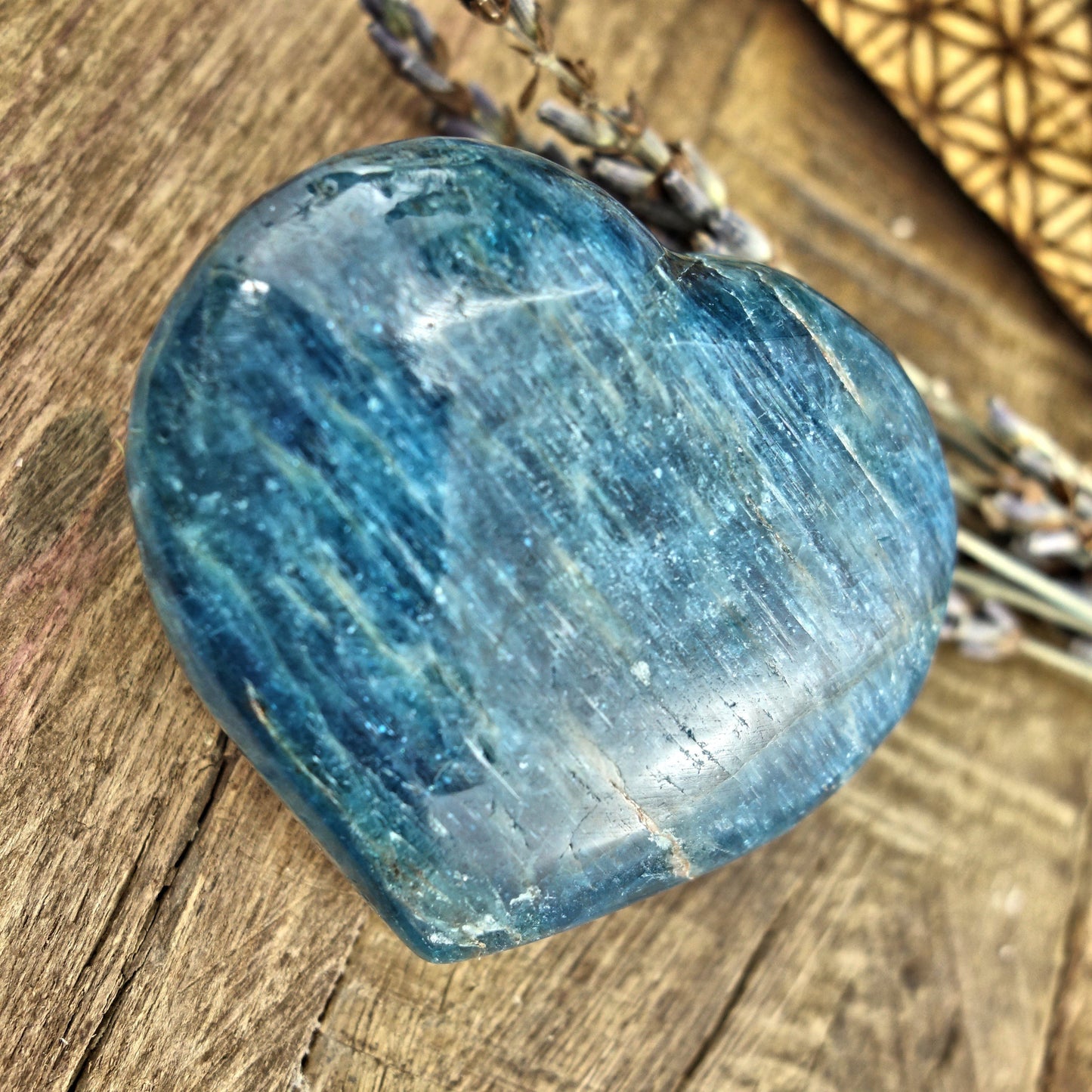 Beautiful Blue Apatite Love Heart Carving 2