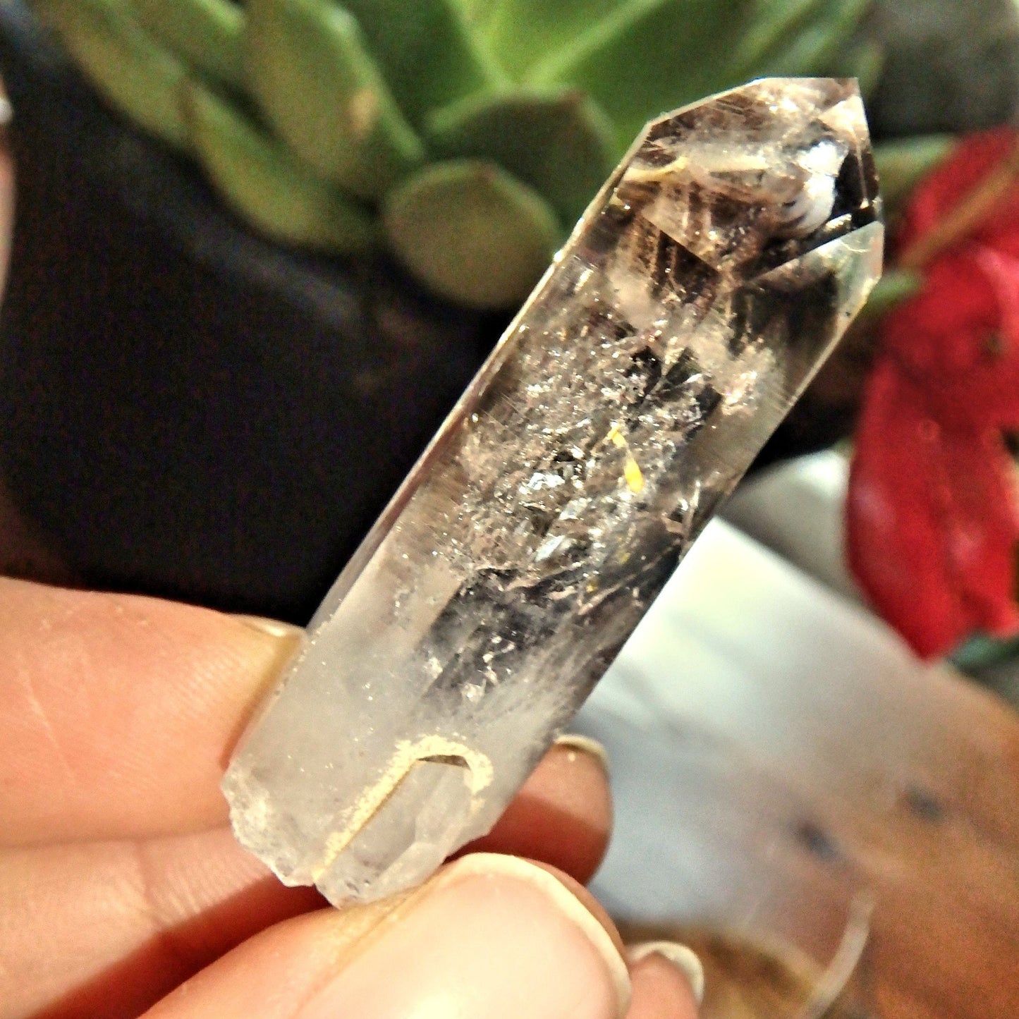 Brilliant Smoky Phantom Brandberg Quartz Point Specimen From Namibia