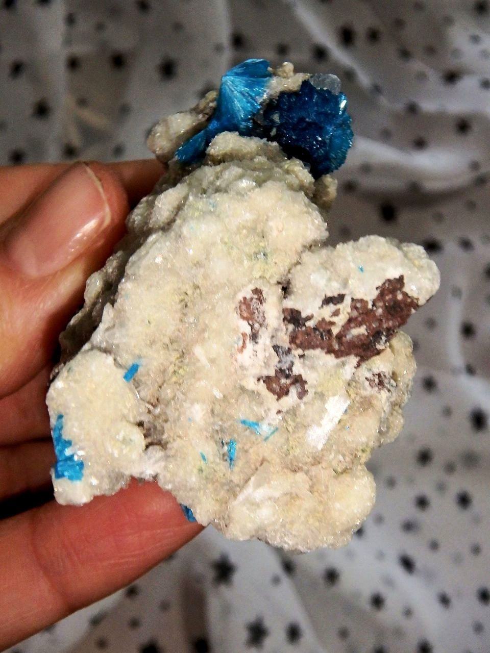 Amazing Electric Blue Cavansite Clusters on Sparkly Druzy Matrix From India