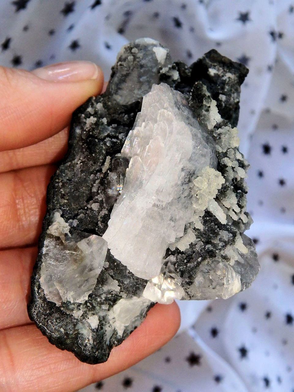 Black Chalcedony Crystals & Heulandite Cluster From India