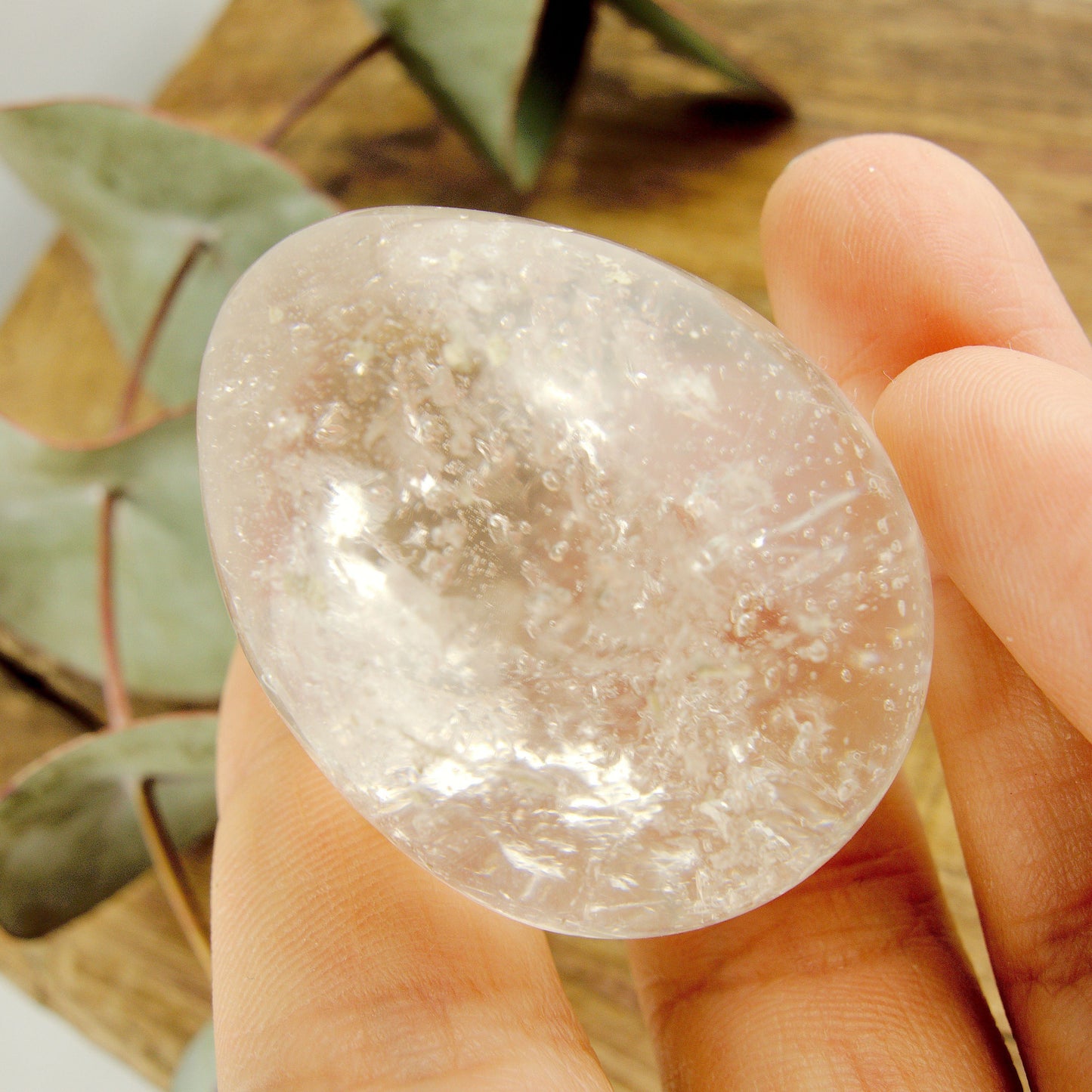 Adorable Hand Held Clear Quartz Egg Carving #2