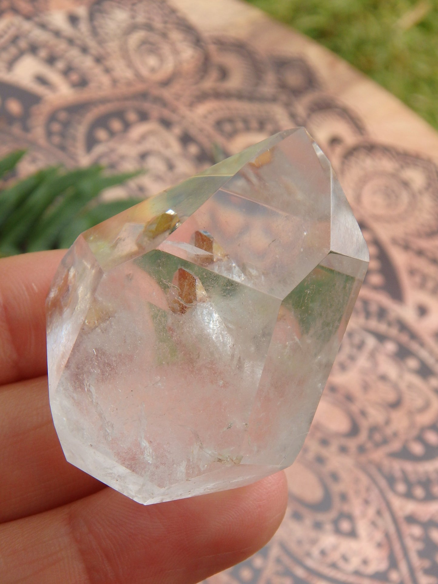 Free Form Polished Brazilian Clear Quartz With Golden Inter Grown Inner Child Points - Earth Family Crystals