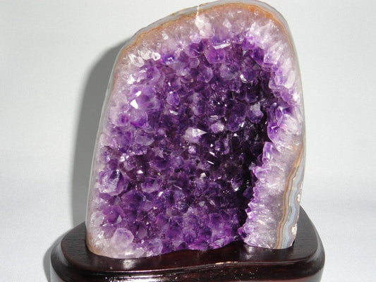 AMETHYST GEODE SPECIMEN (Includes Wood Stand) ~ STONE OF PROTECTION, FREEDOM FROM ADDICTIONS*