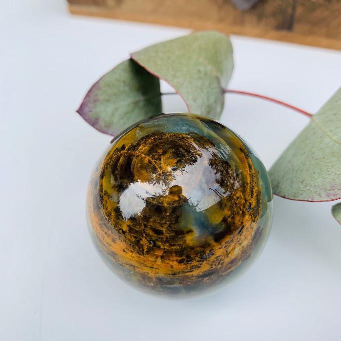 Amazing Patterns Lemurian Aquatine Blue Calcite Sphere from Argentina #4