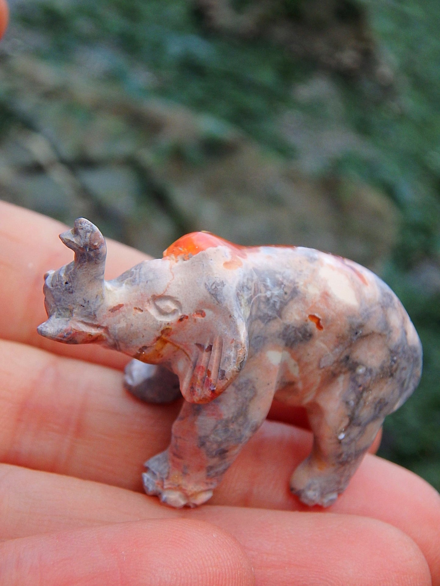 Majestic Mexican Fire Opal Elephant Carving - Earth Family Crystals