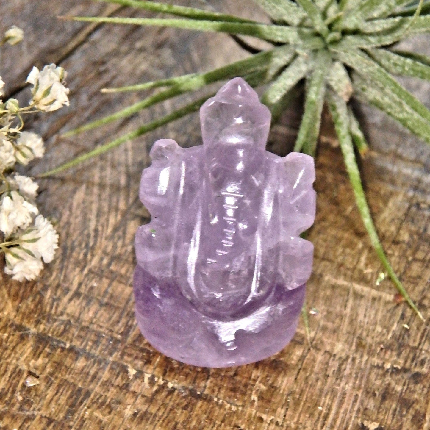 Adorable Lavender Amethyst Ganesha Dainty Carving- The Remover of Obstacles