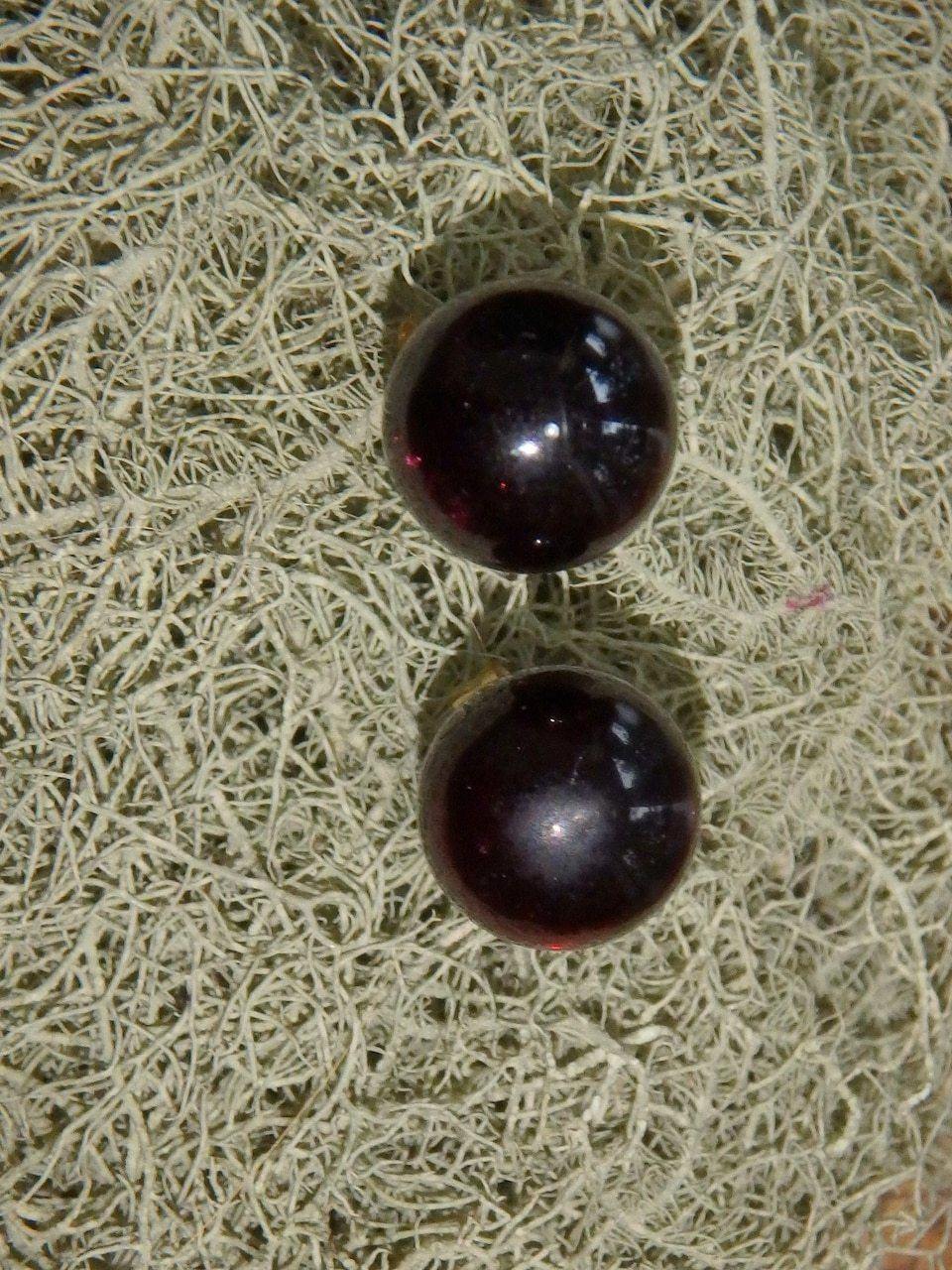 Burgundy Garnet Stud Earrings in Gold