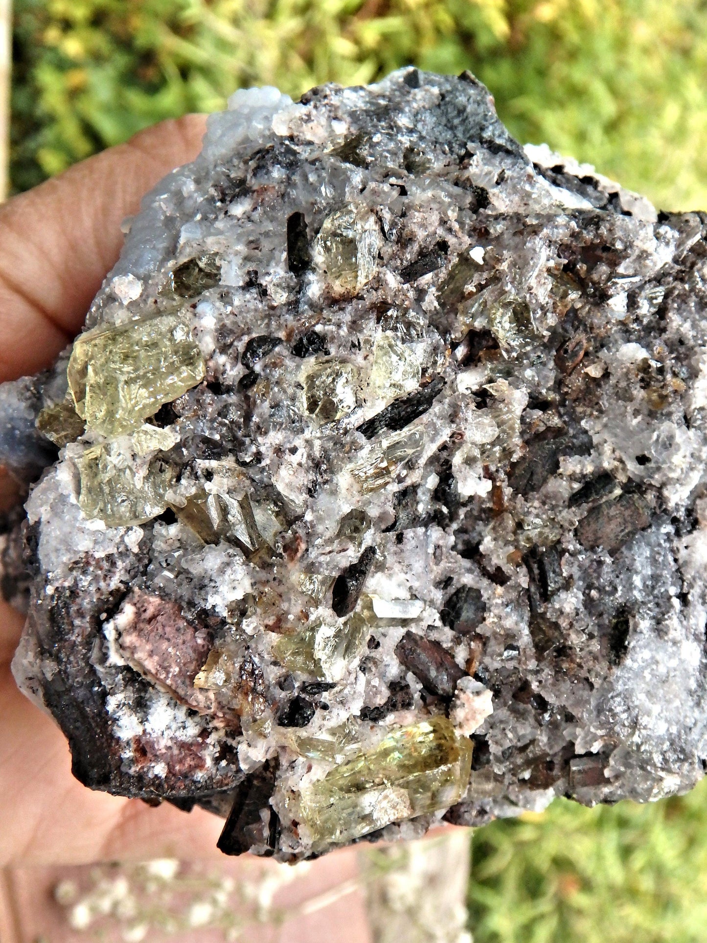Chunky Large Golden Apatite Points Nestled In Matrix