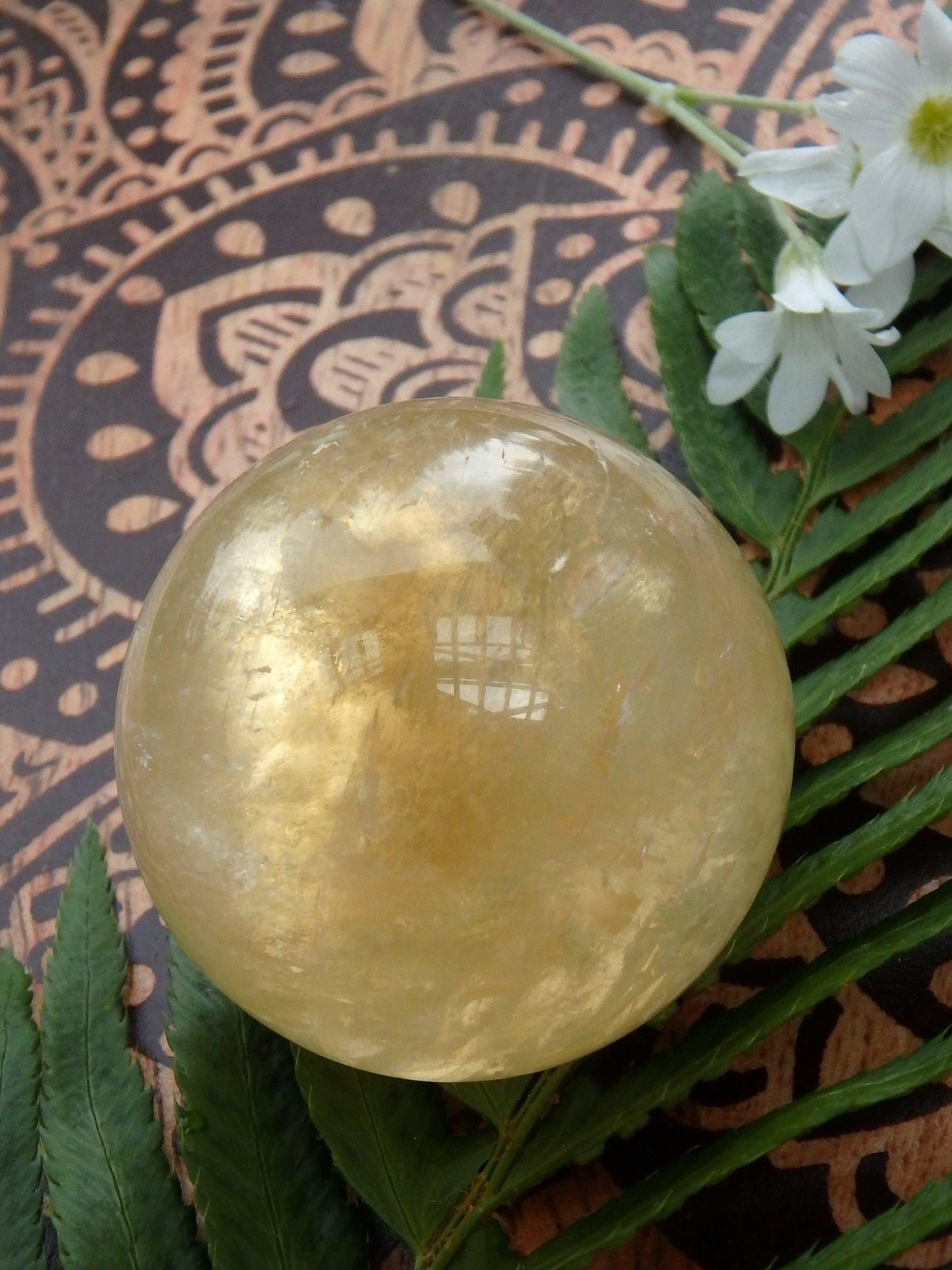 Brilliant Honey & Golden Calcite Sphere Carving