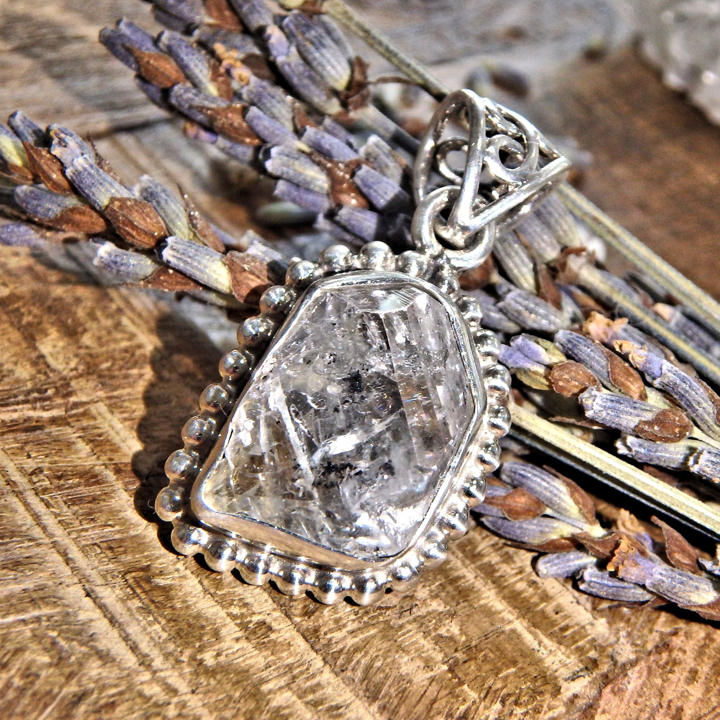 Gorgeous Natural NY Herkimer Diamond Sterling Silver Pendant (Includes Silver Chain) - Earth Family Crystals