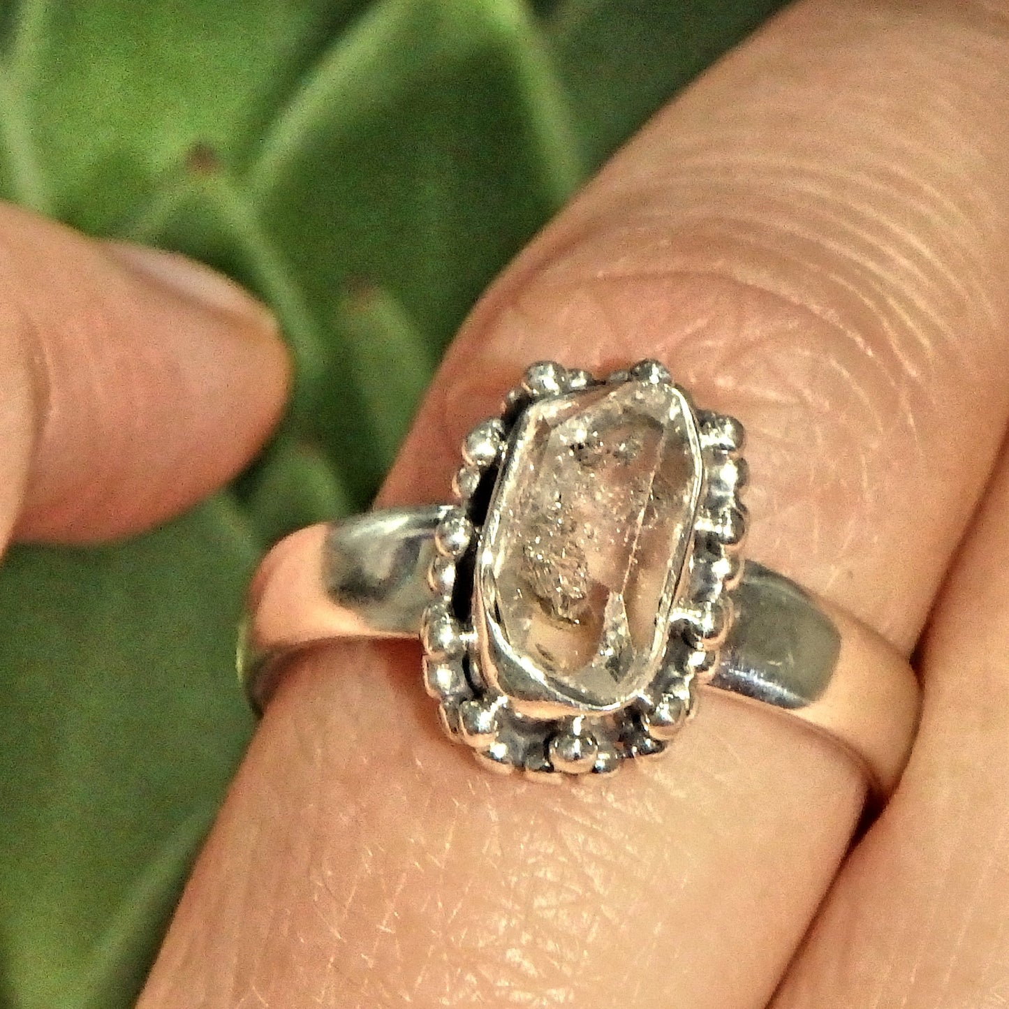 Stunning Herkimer Diamond Sterling Silver Ring (Size 8) - Earth Family Crystals