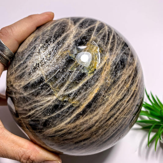 3.3 KG Jumbo Supreme! Mysterious Shimmer Black Moonstone Sphere Carving~Locality Madagascar