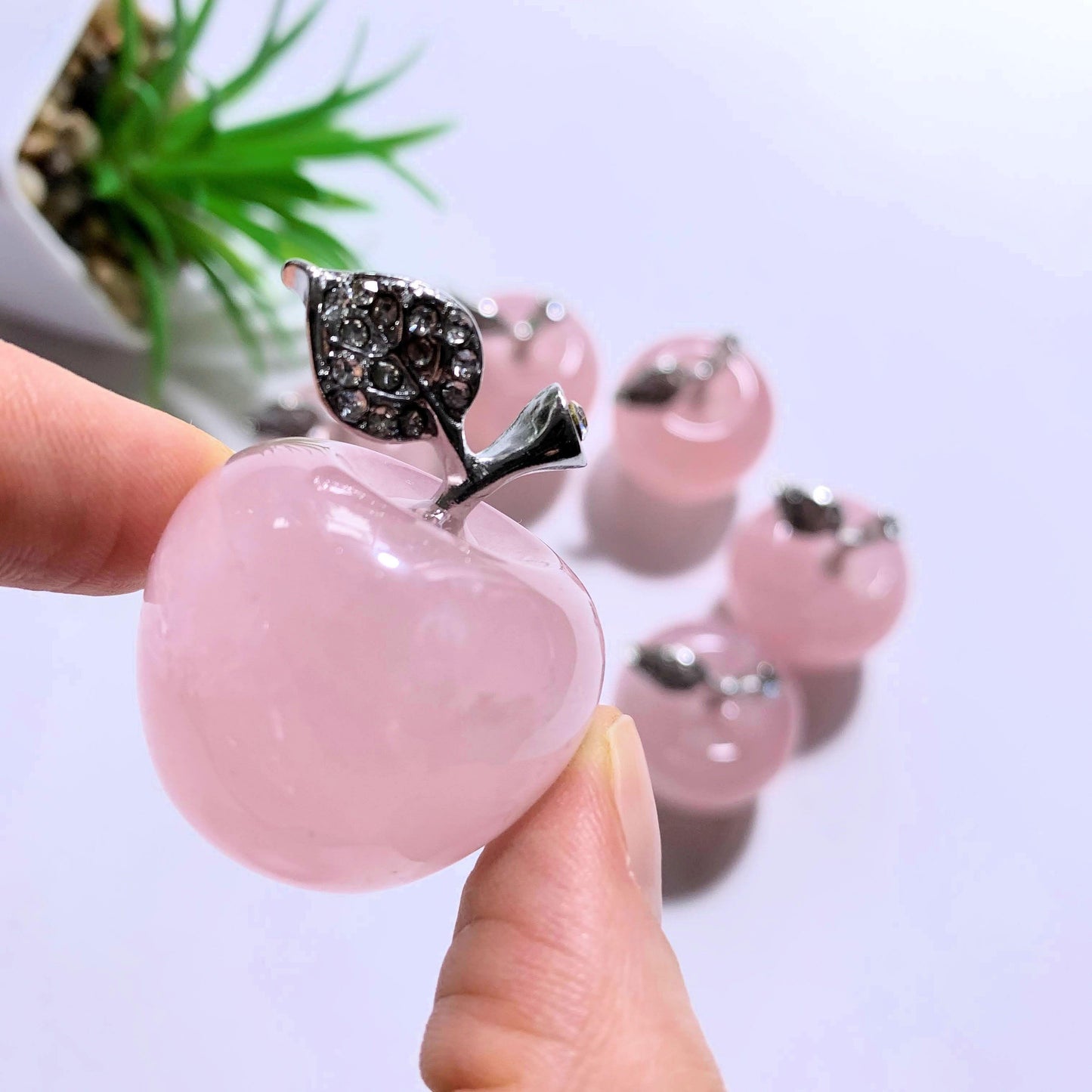 **(NOW TAKING PREORDERS )** One Adorable Rose Quartz Apple Carving