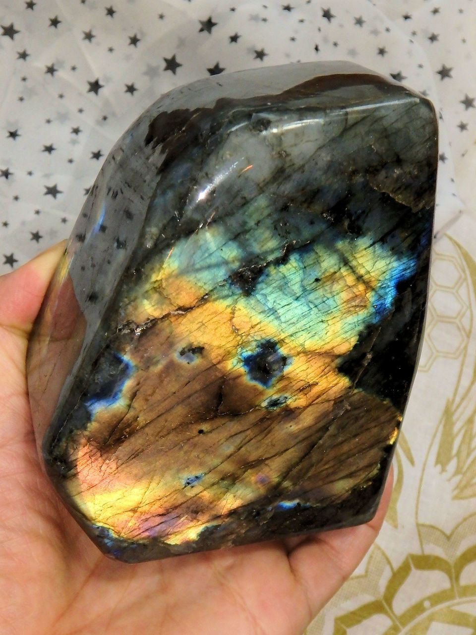 Mysterious Rainbow Flashes of Color Large Labradorite Free Form Standing Specimen - Earth Family Crystals