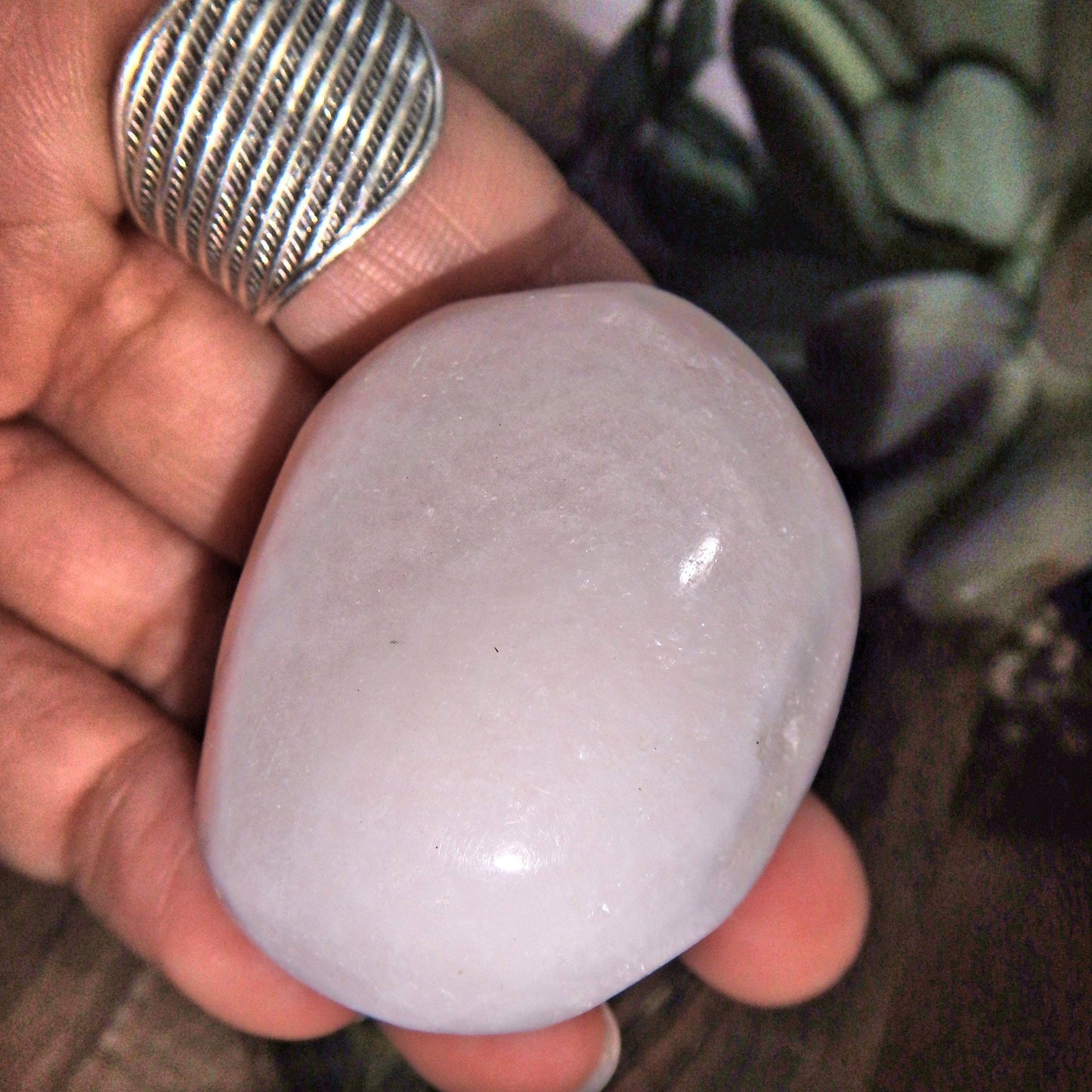 Creamy Pink Mangano Calcite Pocket Stone-Perfect for Emotional Healing