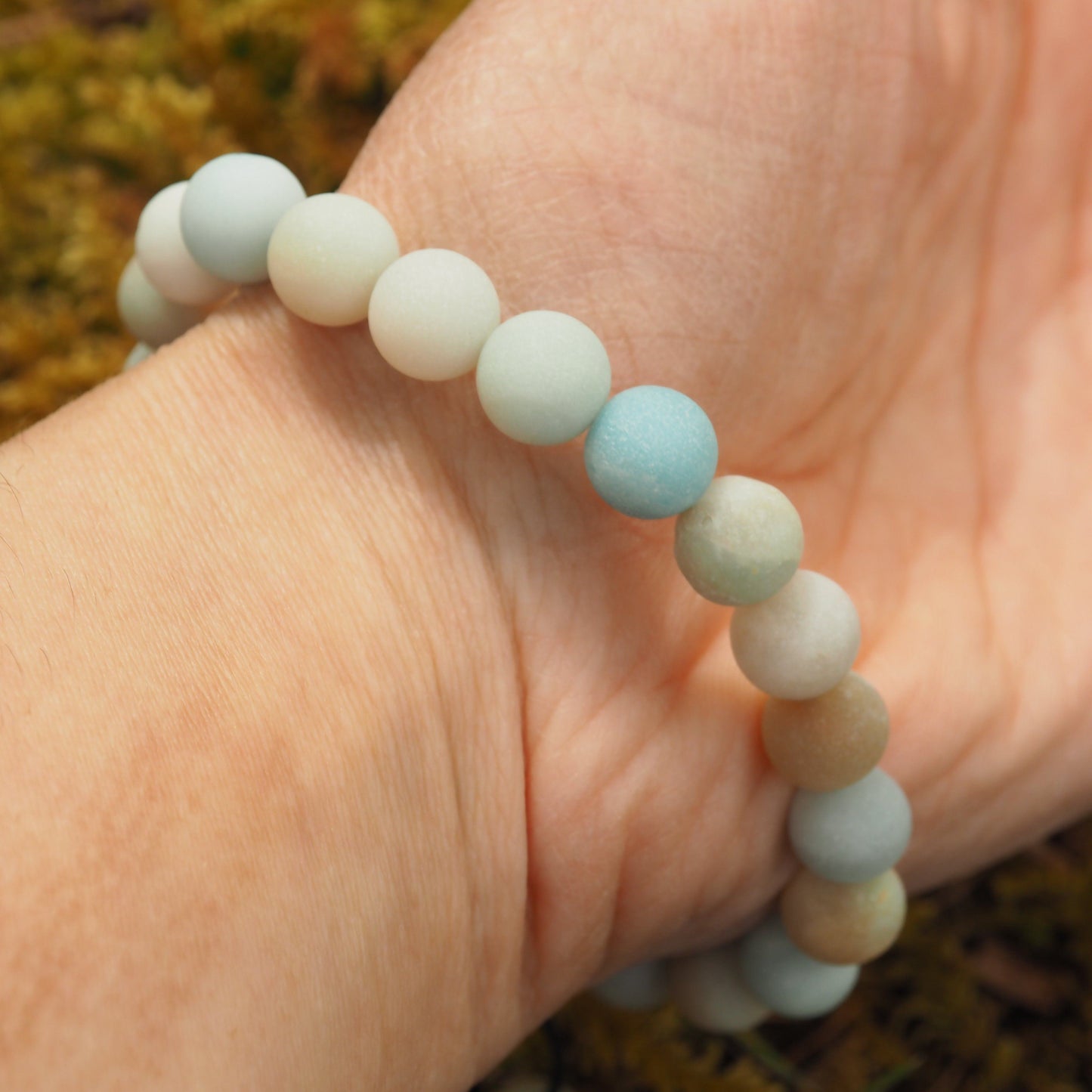 Beautiful Unpolished Frosted Amazonite Beaded Adjustable Bracelet