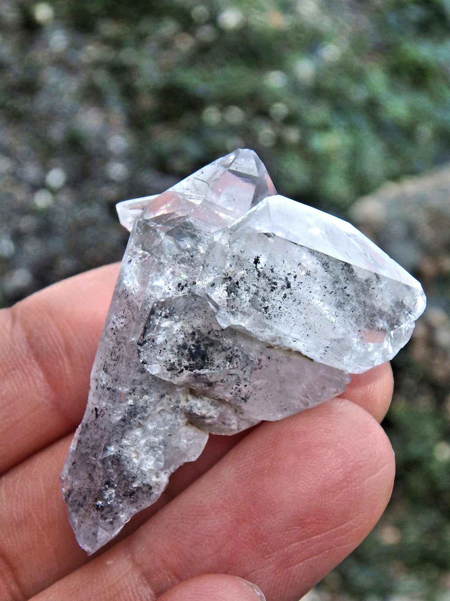 Pretty DT Self Healed Blue Phantom Quartz Hand Held Specimen From Arkansas - Metiz Tier Price