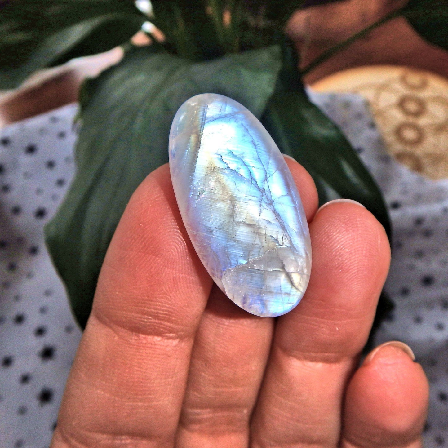 Blue & Golden Rainbow Moonstone Cabochon-Perfect for Crafting
