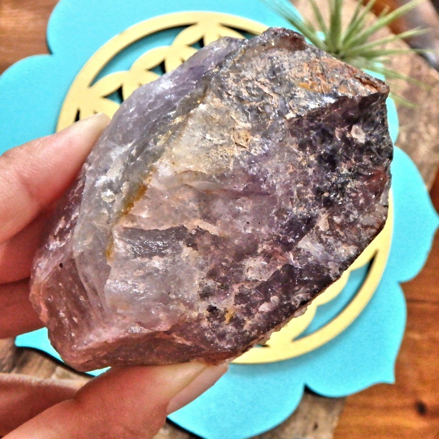 Chunk of Auralite-23 With Red Hematite Capped Partial Point From Ontario, Canada