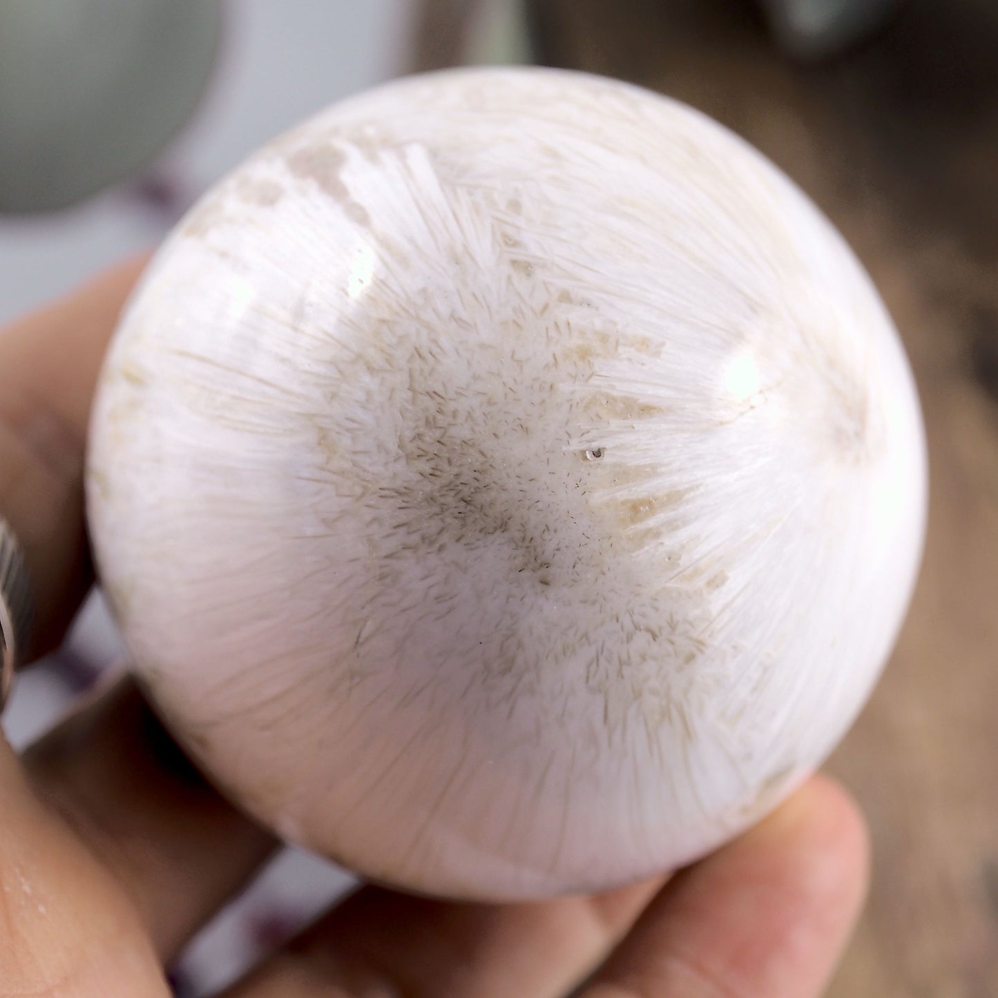 Gorgeous Double Flower Pattern Scolecite Large Sphere Carving - Earth Family Crystals