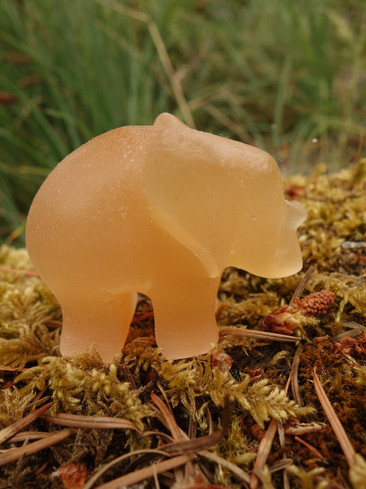 Adorable Orange Selenite Elephant Carving