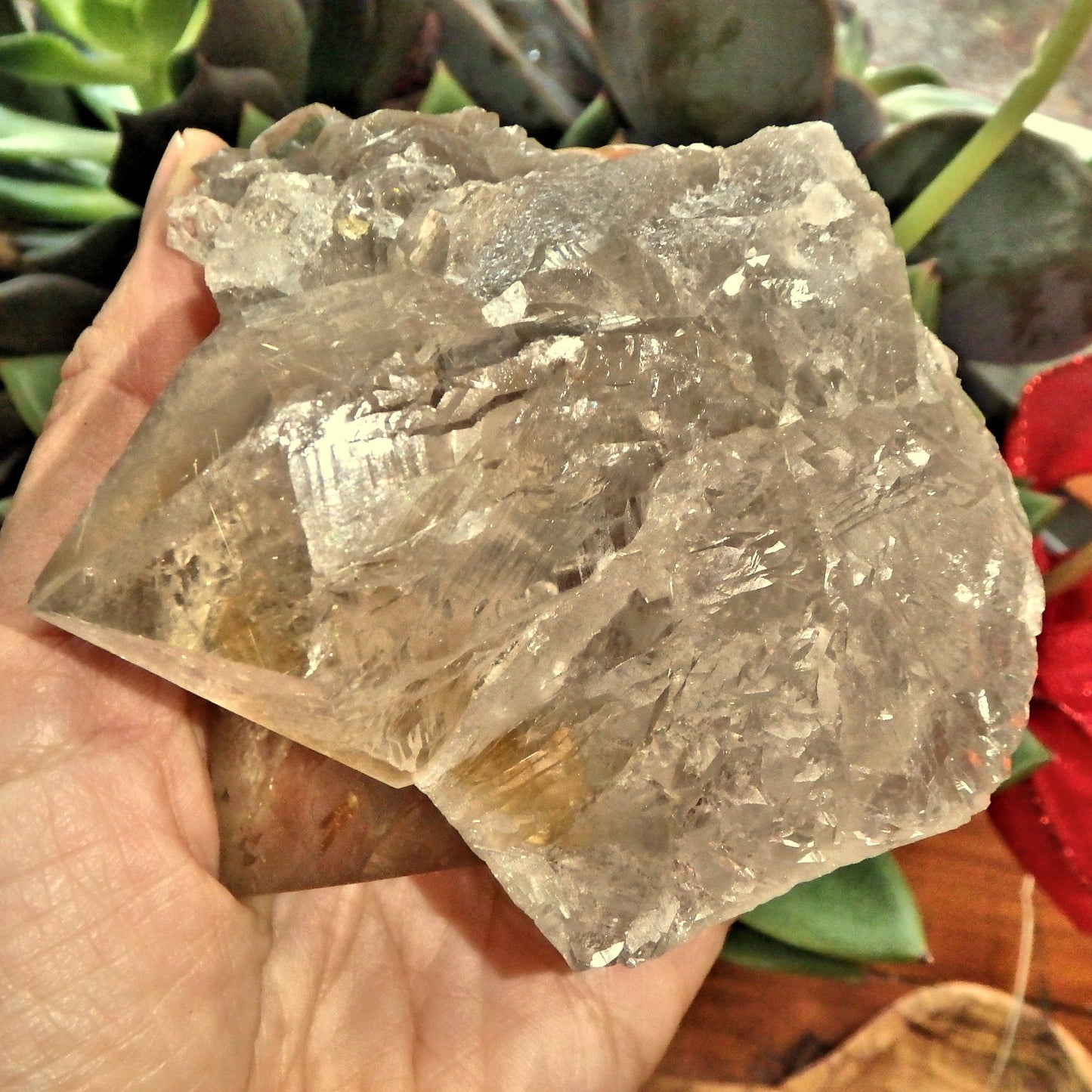 Incredible Rutilated Smoky Quartz Self Healed Elestial Large Cluster From Brazil