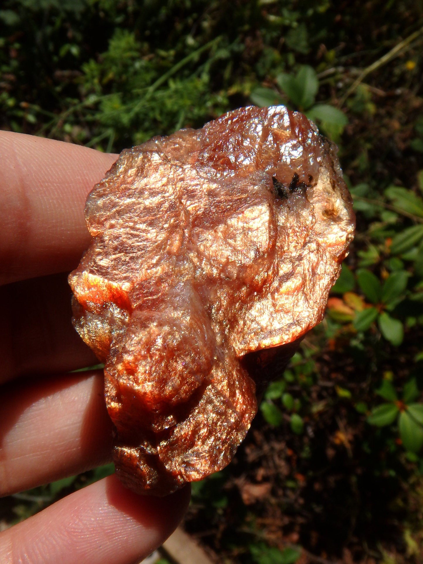 Brilliant Orange Fire Flash Raw Sunstone Chunk From India