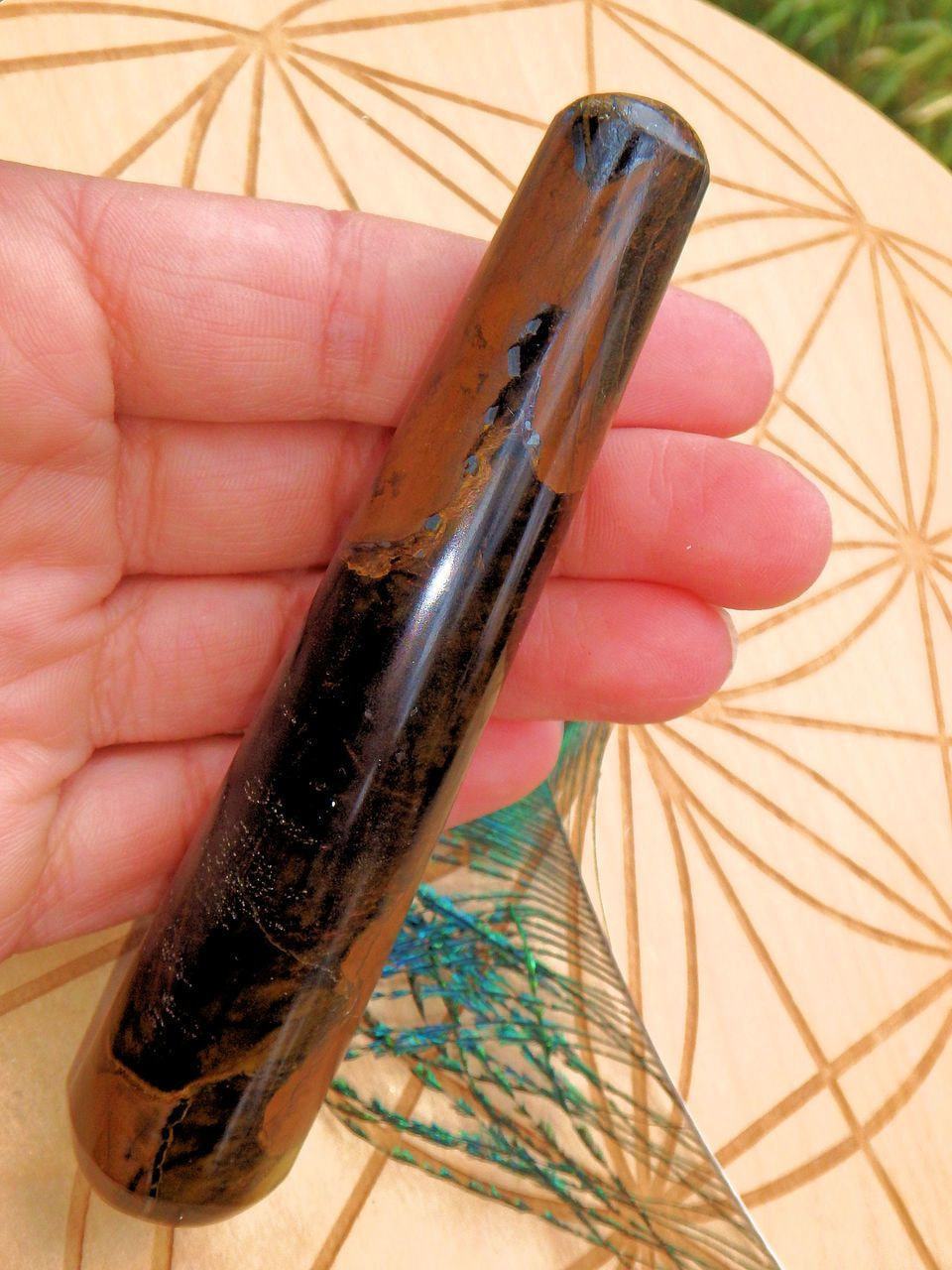 Captivating Golden Sheen Tiger Eye Wand Carving 3