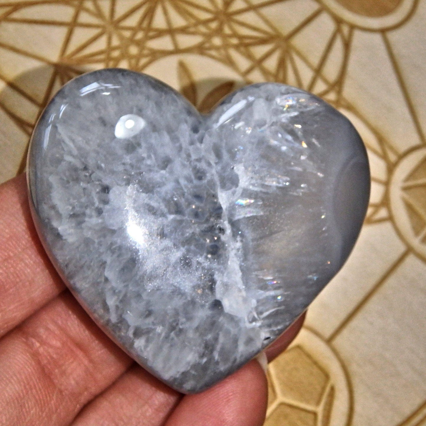 2 Sided Beauty~Cobalt Blue Geode Titanium Druzy & Agate Heart Carving