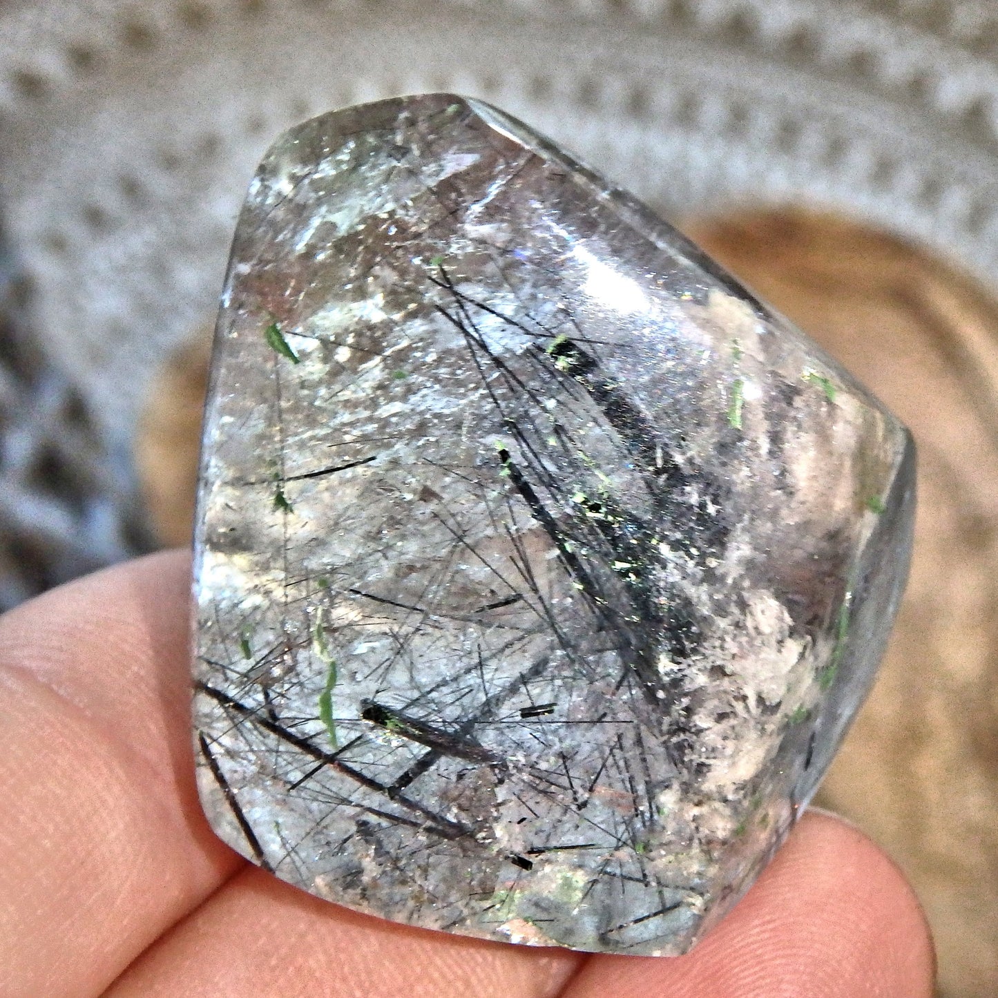 Midnight Light Tourmalated Himalayan Quartz Standing Free Form 2 - Earth Family Crystals