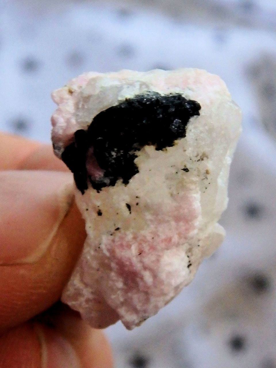 Creamy Pink Rare Tugtupite, White Natrolite, Arfvedsonite Greenland Raw Specimen