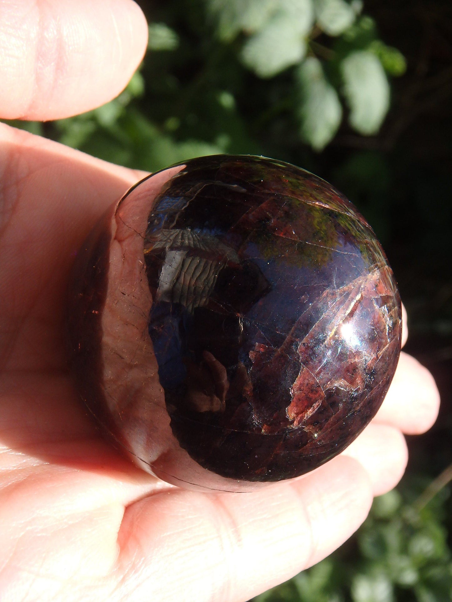 Divine Deep Burgundy Red Garnet Sphere Carving From India