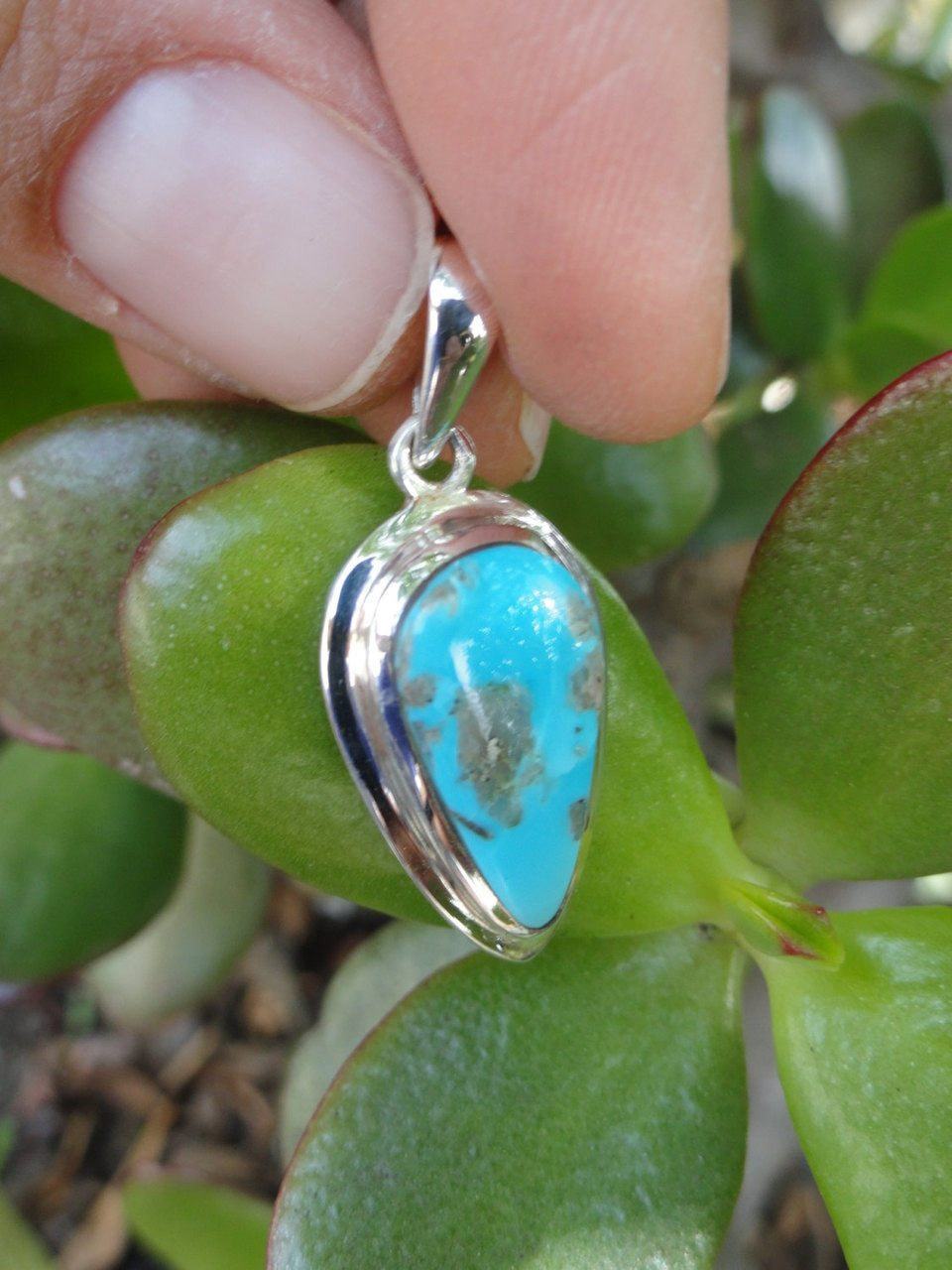 Arizona TURQUOISE PENDANT In Sterling Silver * Includes Free Silver chain*