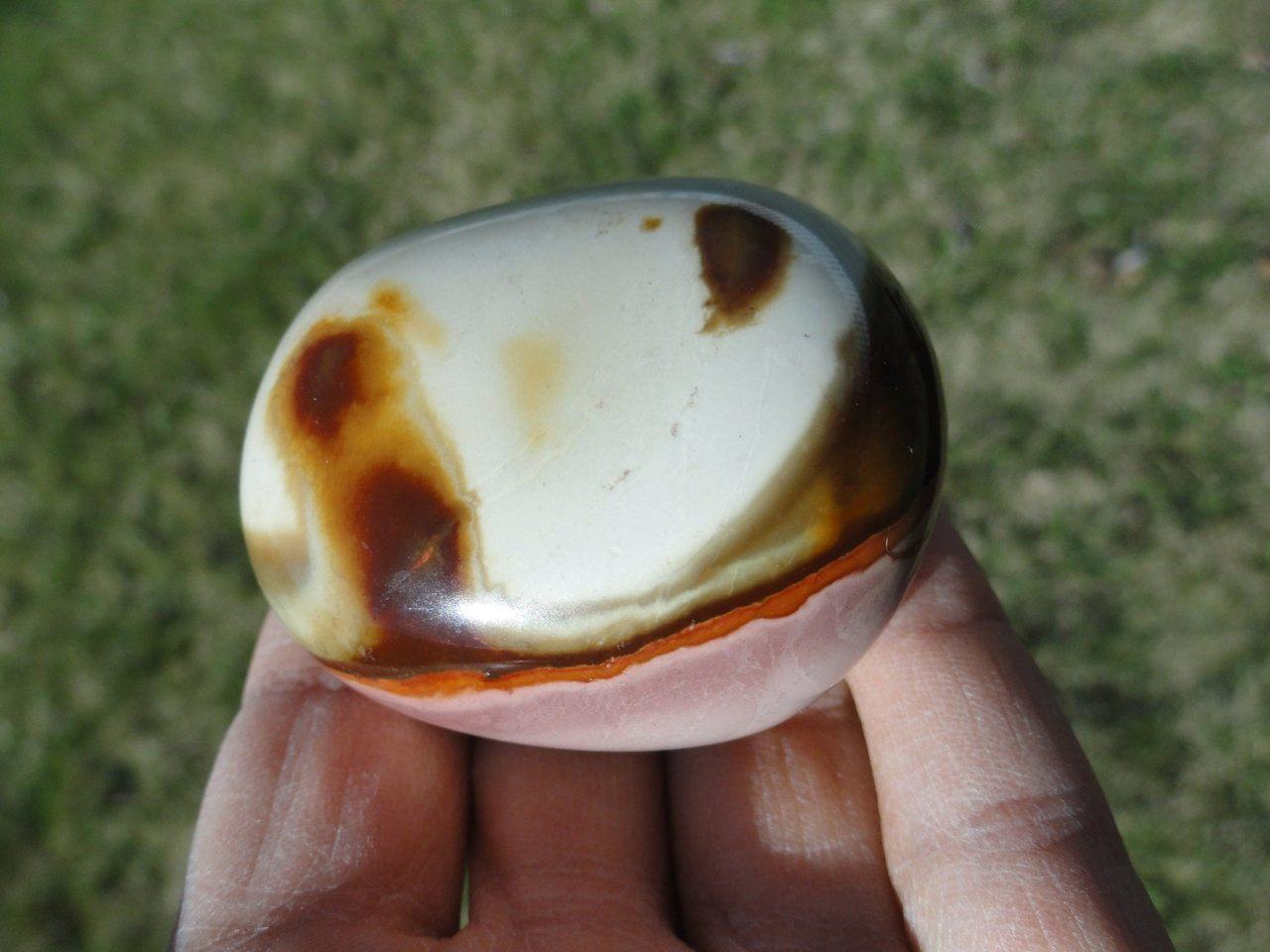 Creamy Pink & Brown POLYCHROME JASPER Palm Stone *Aka Desert Jasper