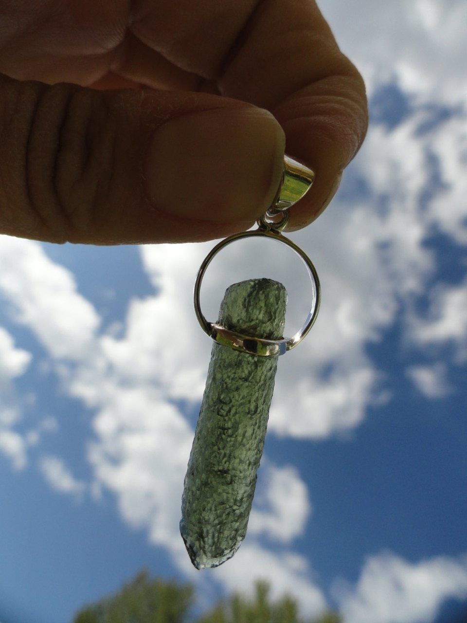 Green MOLDAVITE PENDANT In Sterling Silver~ Extraterrestrial Energies,Spiritual Evolution.(Includes Free Silver Chain) - Earth Family Crystals