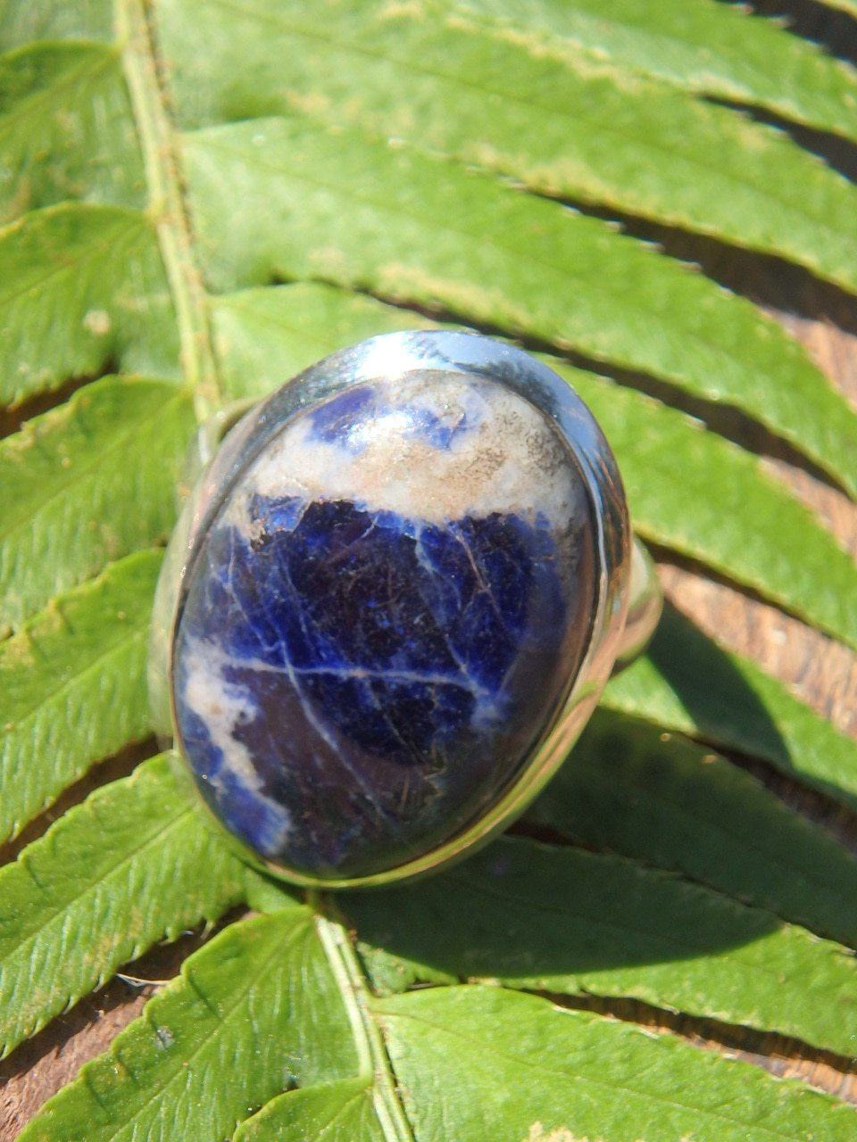 Deep Blue Sodalite Ring in Sterling Silver (Size 10)