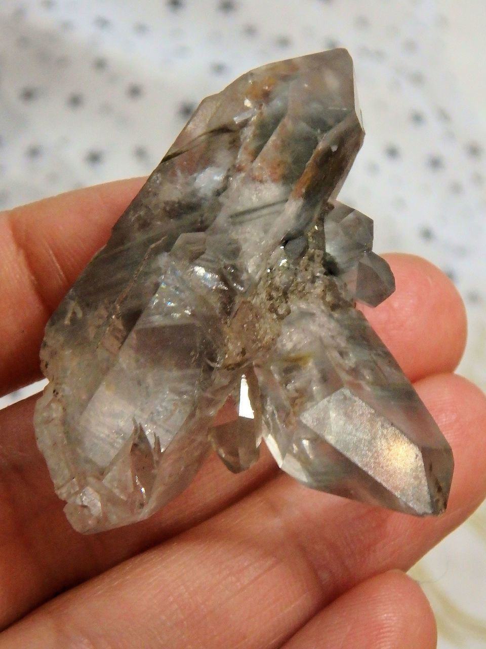  DT Grey Actinolite Inclusions Quartz Cluster From Brazil