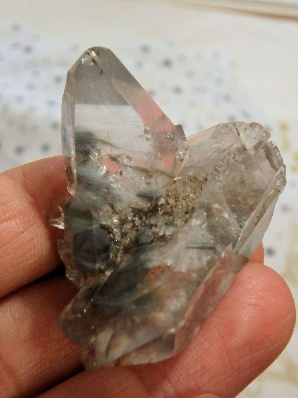  DT Grey Actinolite Inclusions Quartz Cluster From Brazil
