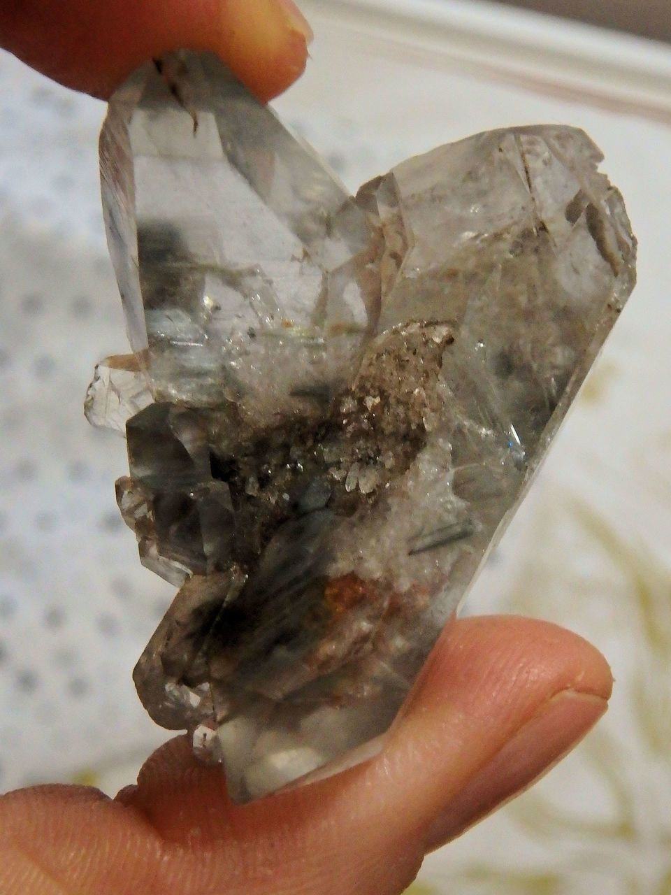  DT Grey Actinolite Inclusions Quartz Cluster From Brazil